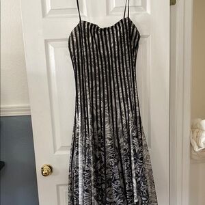 Elegant Black and White Striped Dress